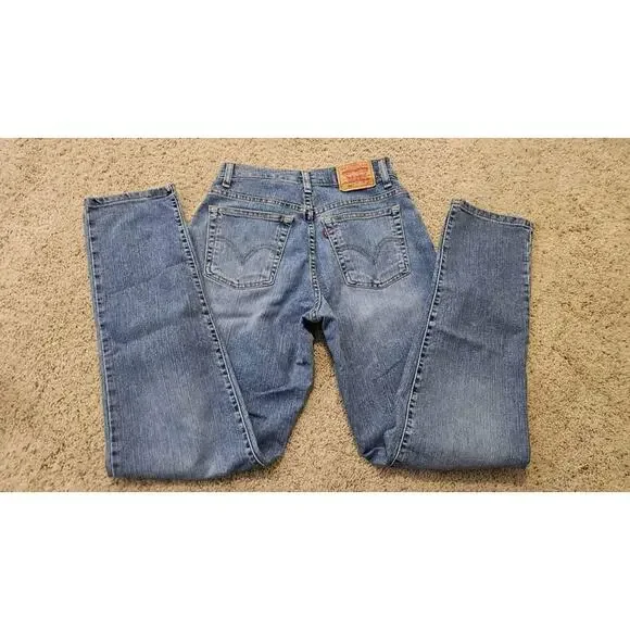 Levis 550 Jeans Classic Relaxed Stretch‎ Tapered Denim Blue Womenswear 8 Long